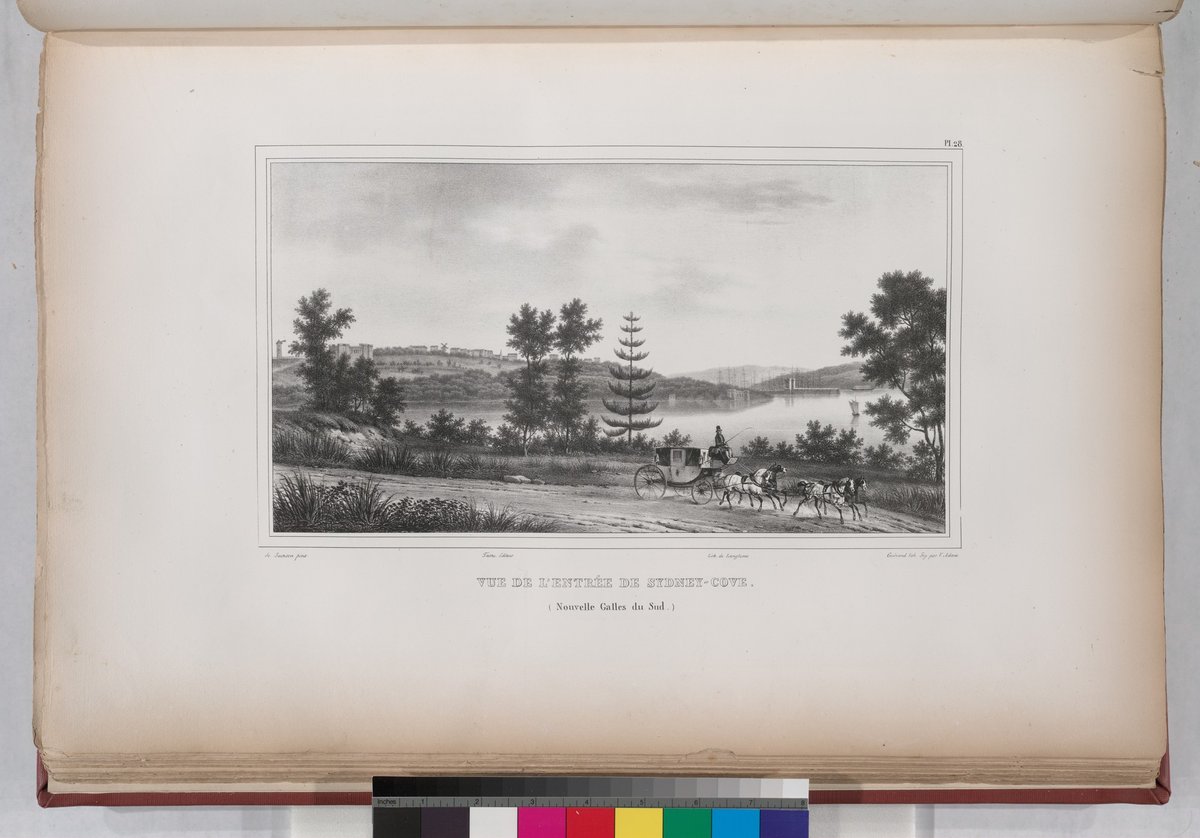 Vue de l'entrée de Sydney- Cove. (Nouvelle Galles du Sud.) (NYPL b13624459-1266797) (1833)