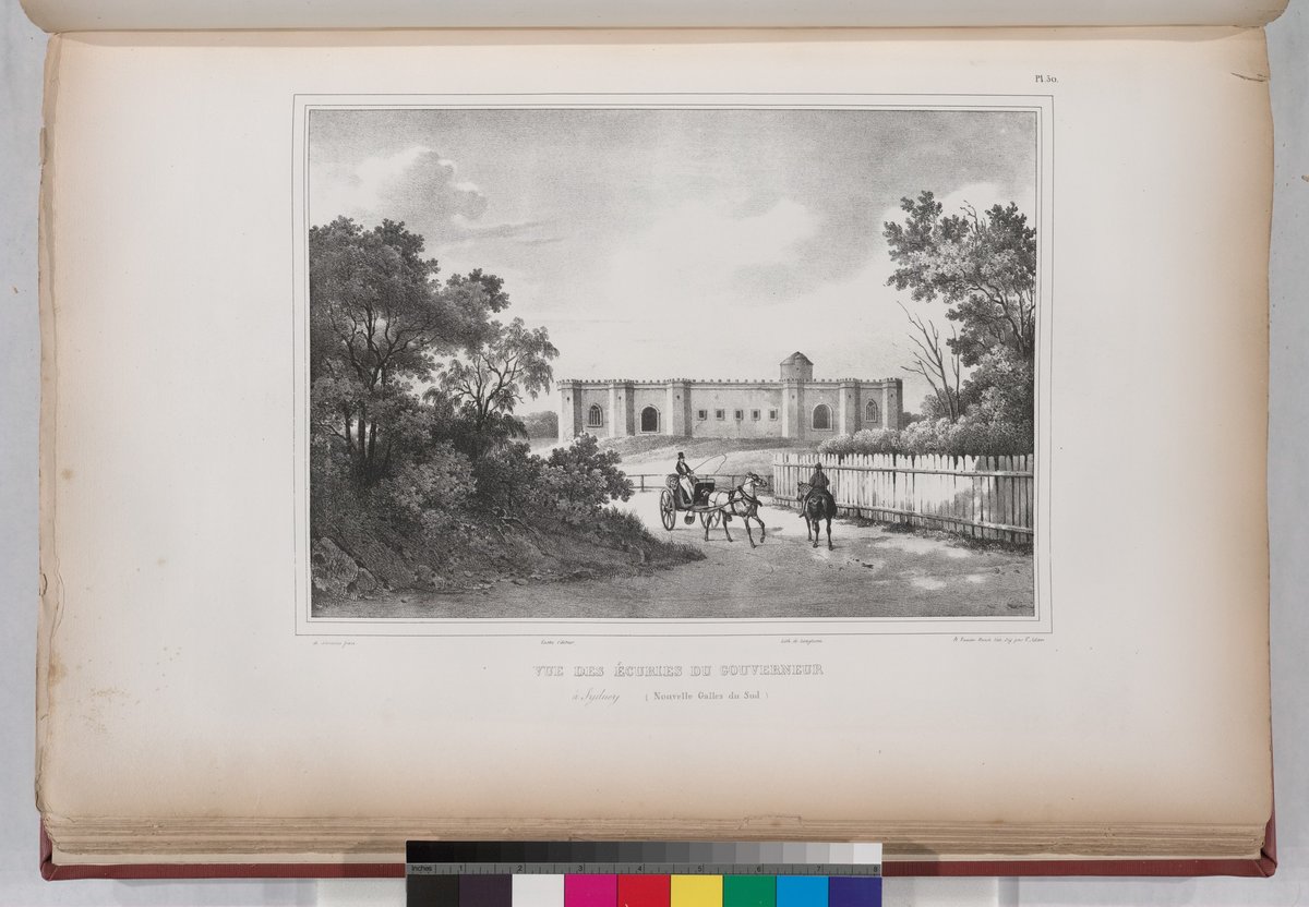 Vue des Écuries du Gouverneur. á Sydney. (Nouvelle Galles du Sud.) (NYPL b13624459-1266799) (1833)