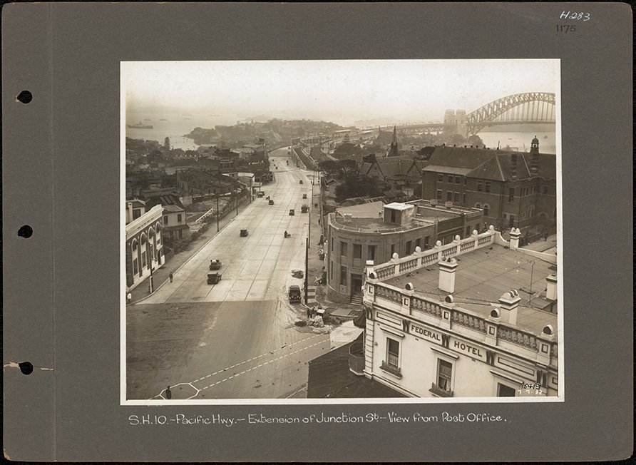 Pacific Hwy - Extension of Junction St. - View from Post Office, North Sydney (c. 1932)