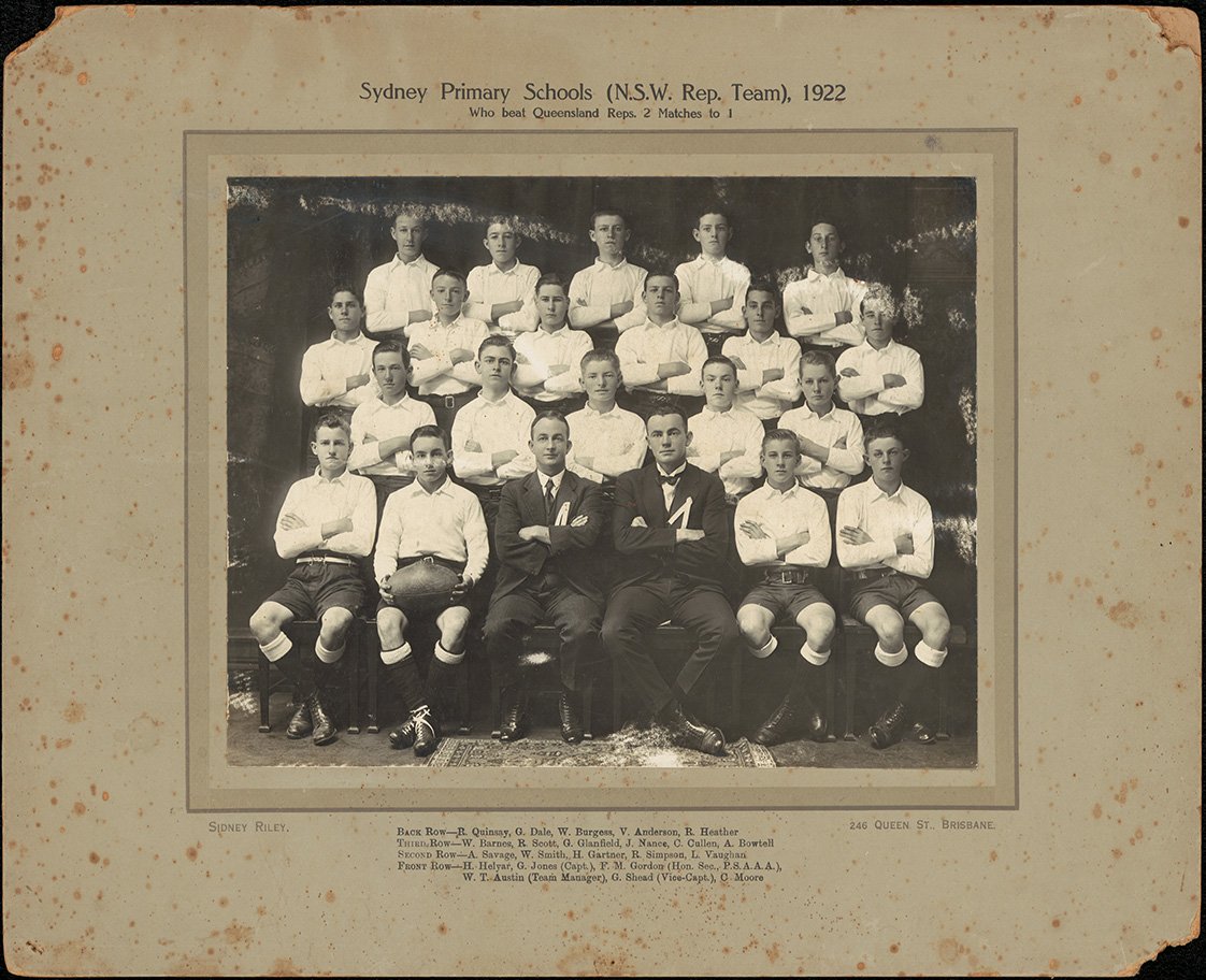 Sydney Primary Schools (N.S.W Rep. Team), 1922 who beat Q'ld (Queensland) Reps. 2 Matches to 1