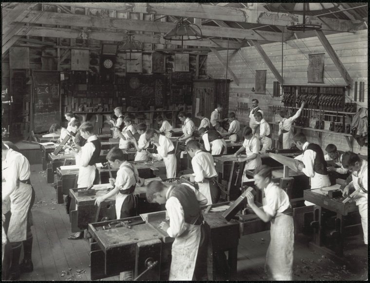 Fort Street Public School - (woodworking class), Petersham (c. 1910)