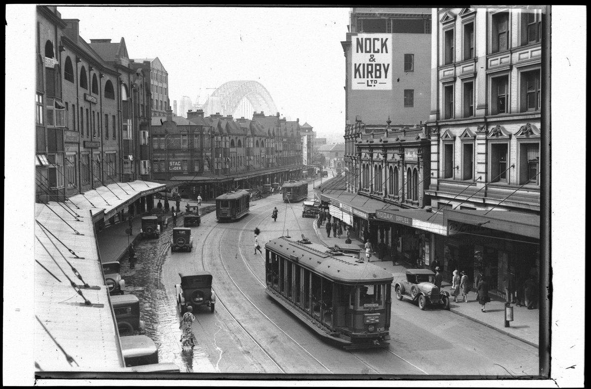 George Street from Grosvenor Street looking north, November 1931 - unknown photographer, Sydney city centre