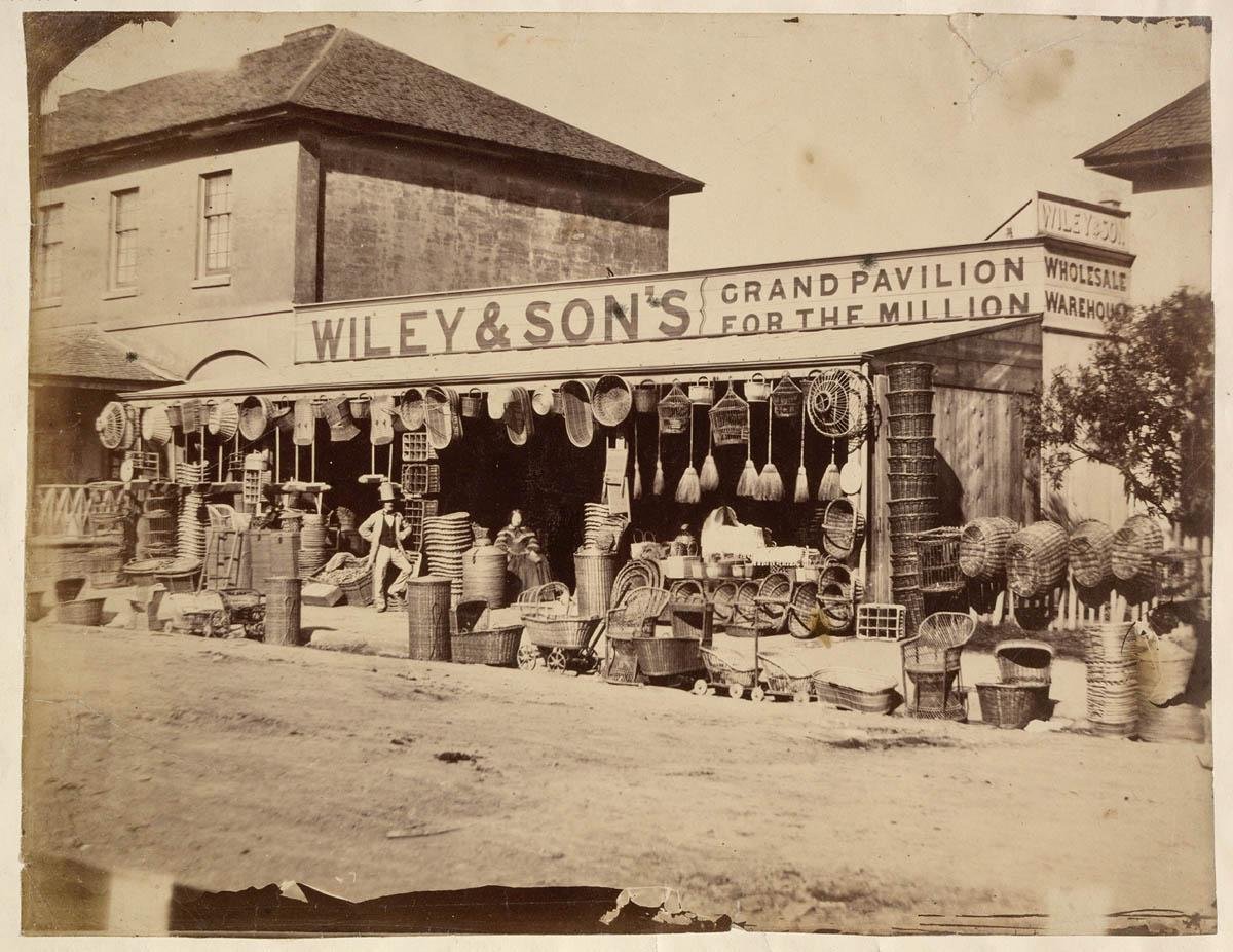 Wiley and Son's (basket wholesale warehouse, Park Street, Sydney), 1858, by William Blackwood, Sydney city centre