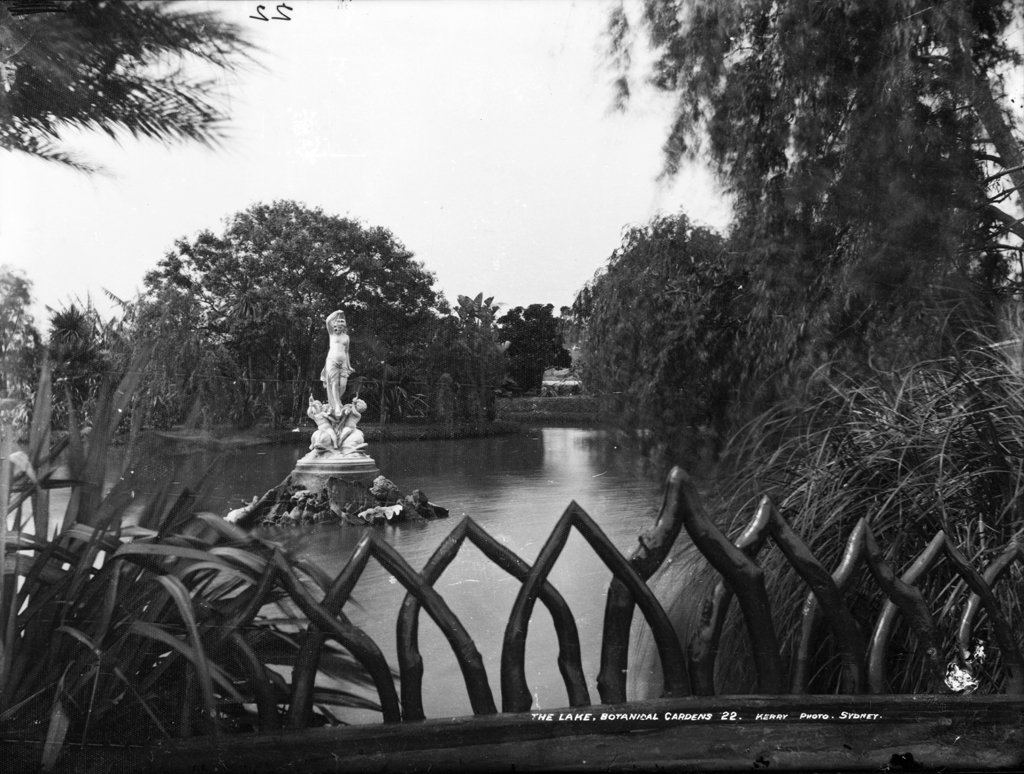 The lake, Botanical Gardens, Sydney city centre (c. 1900)