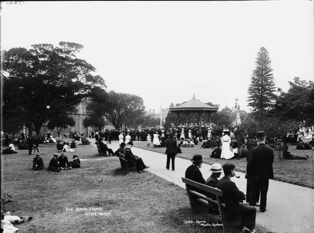 The Bandstand, Hyde Park, Sydney city centre (c. 1900)