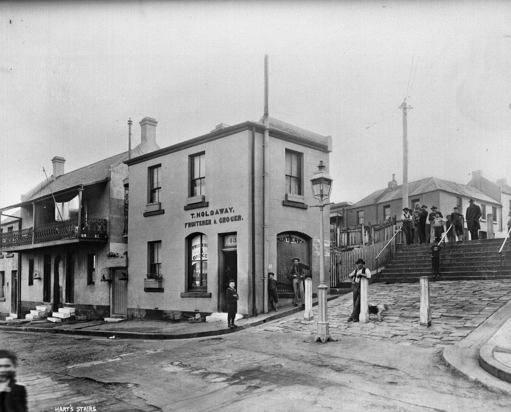 Hart's Stairs, The Rocks, Sydney (c. 1900)