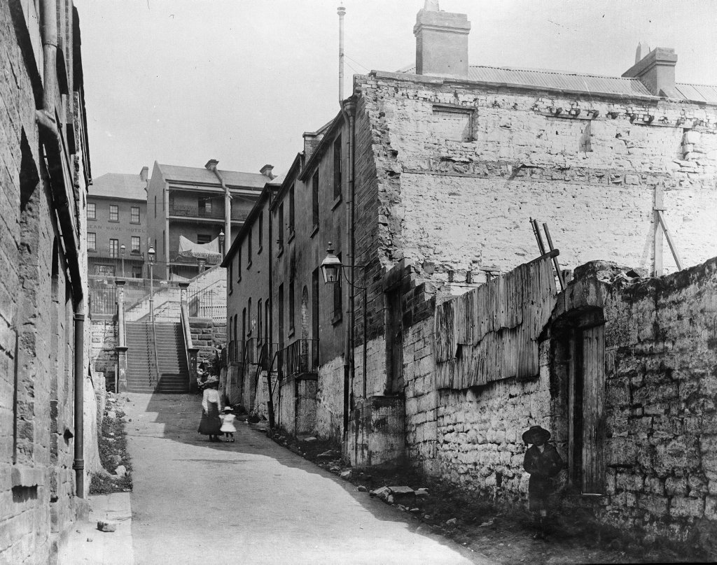 Stairs to the Ocean Wave Hotel, The Rocks, Sydney (c. 1900)