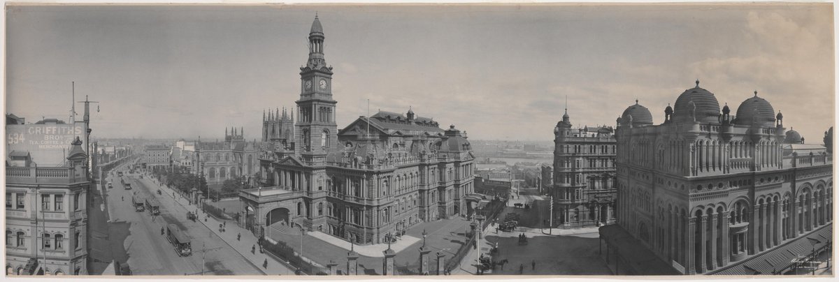Panorama of Sydney Town Hall and Queen Victoria Building, 1904 - by Melvin Vaniman, Sydney city centre
