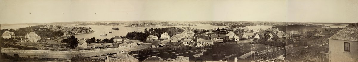 (Panorama of Sydney Harbour from North Sydney, showing Lavender Bay, 1876 - photographed by Francis W. Robinson)