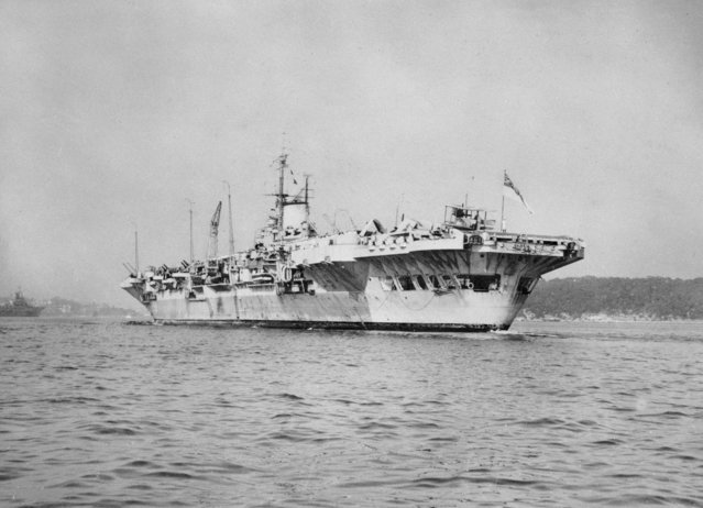 HMS Victorious arriving at Sydney in February 1945