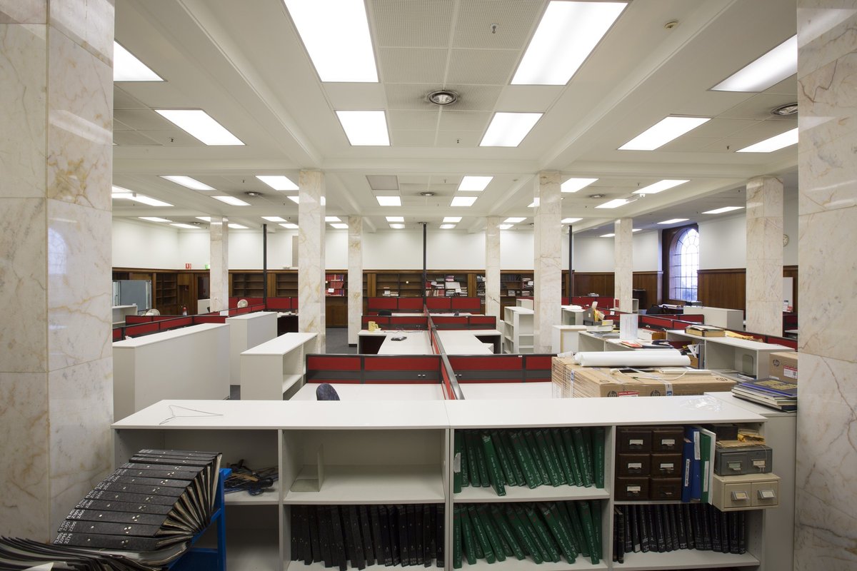 Looking north in staff work area (State Library of NSW), Sydney (c. 1964)