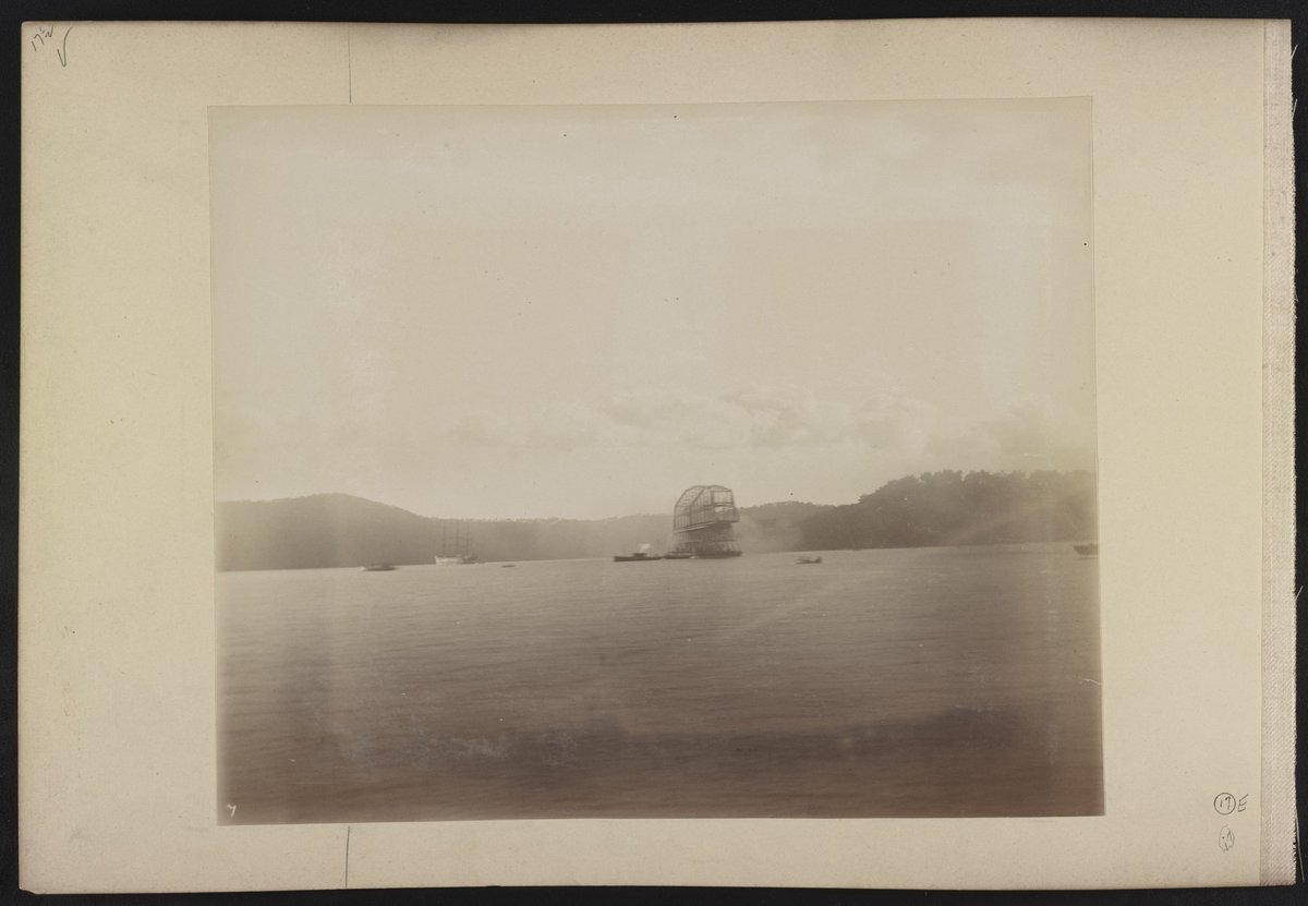 Span of Hawkesbury River Railway Bridge, New South Wales, Australia, on pontoon, en route to piers LCCN2016651649 (1888)