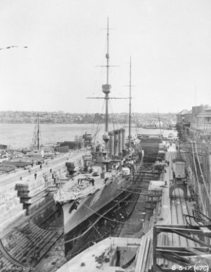IJN Hirado in drydock Sydney 1917 AWM H13971, Sydney Harbour