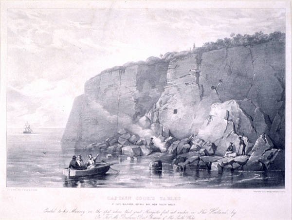 Captain Cook's tablet at Cape Solander, Botany Bay, New South Wales (1839)