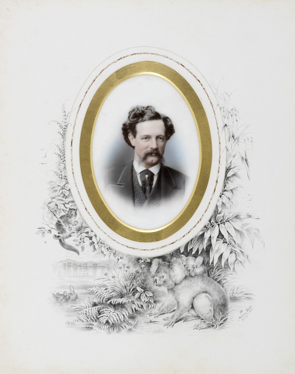 Walter Russell Hall (portrait) with vignette drawn by Helena Forde, Sydney, 1874 (c. 1874)