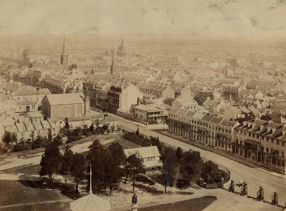 Panoramic view of Macquarie Stree, 1881, Charles Bayliss, Sydney city centre