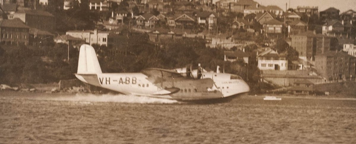 Empire flying boat Coolangatta landing at Rose Bay, Sydney 1938