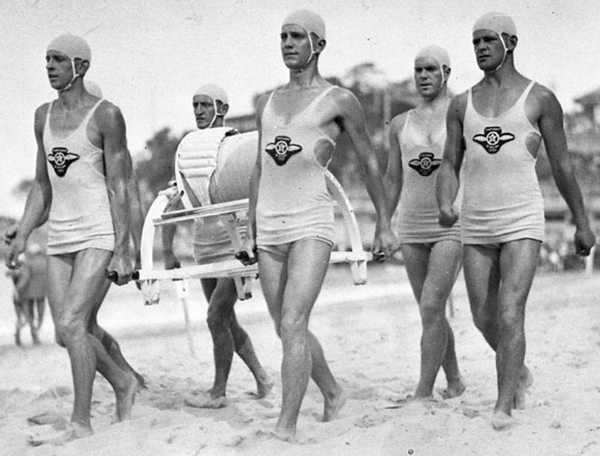 St Kilda Surf Life Saving Team in a rare visit to a Sydney carnival Manly (cropped) (1929)