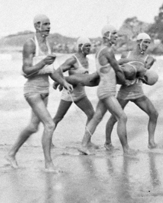 Surf life saving R and R team at a carnival Manly (cropped) (1929)