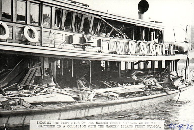 Sydney Ferry KURRABA collision damage (1936)