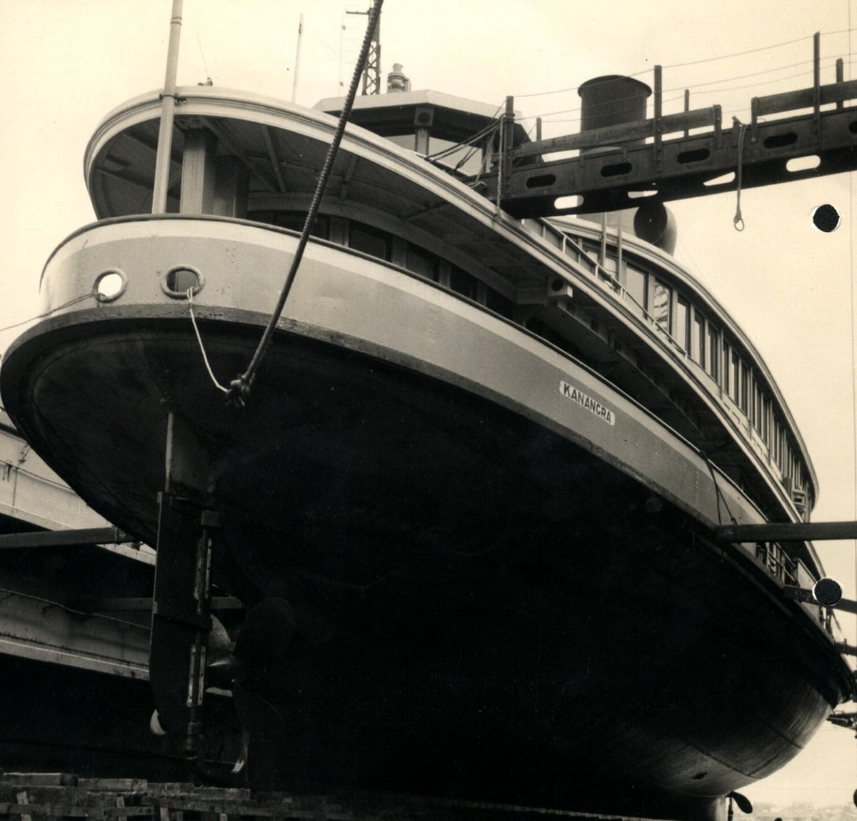 Sydney Ferry KANANGRA in floating dock 1950s