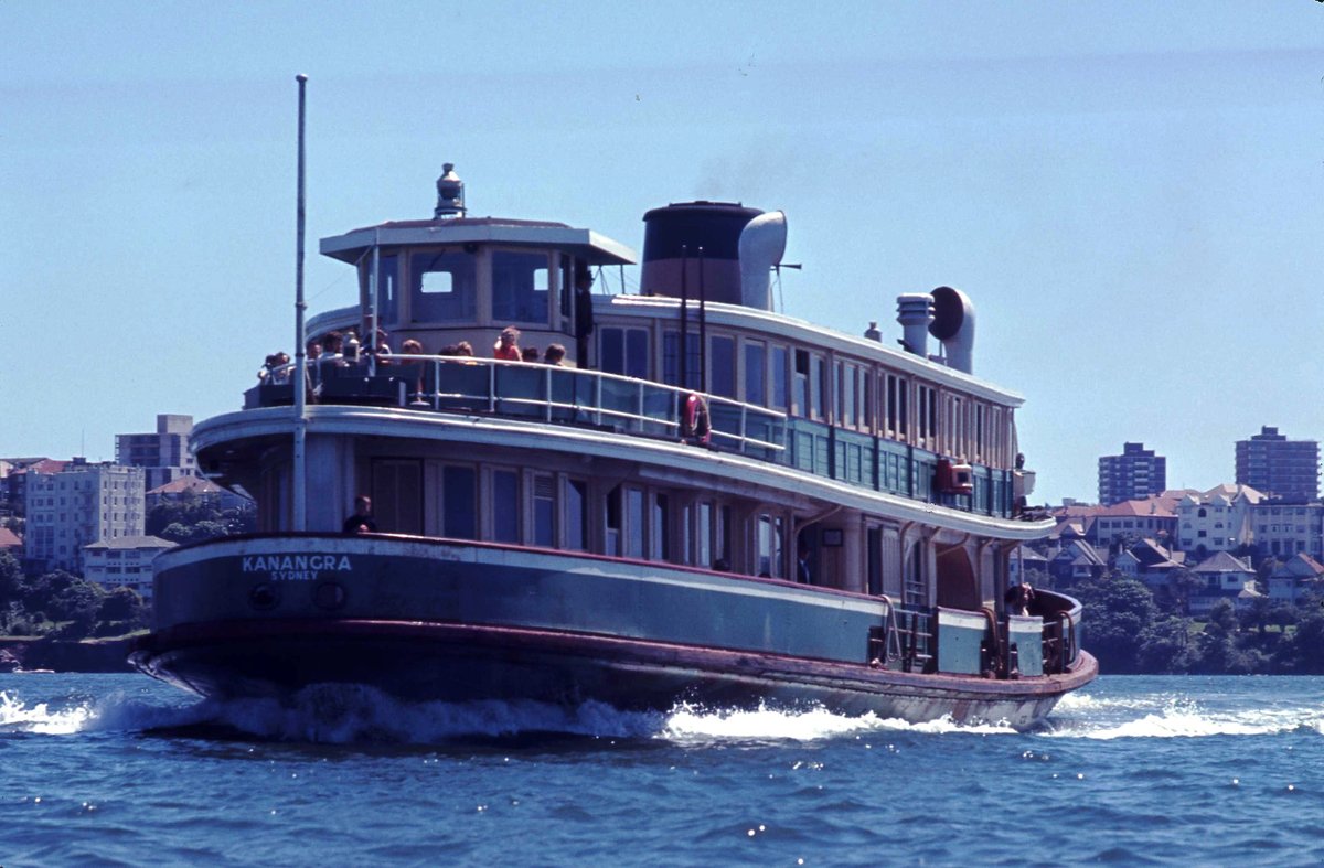 Sydney ferry KANANGRA on Sydney Harbour off Kirribilli (1970)