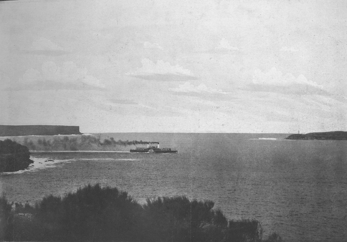 Sydney ferry BRIGHTON crossing the Sydney Heads, circa 1900 (c. 1900)