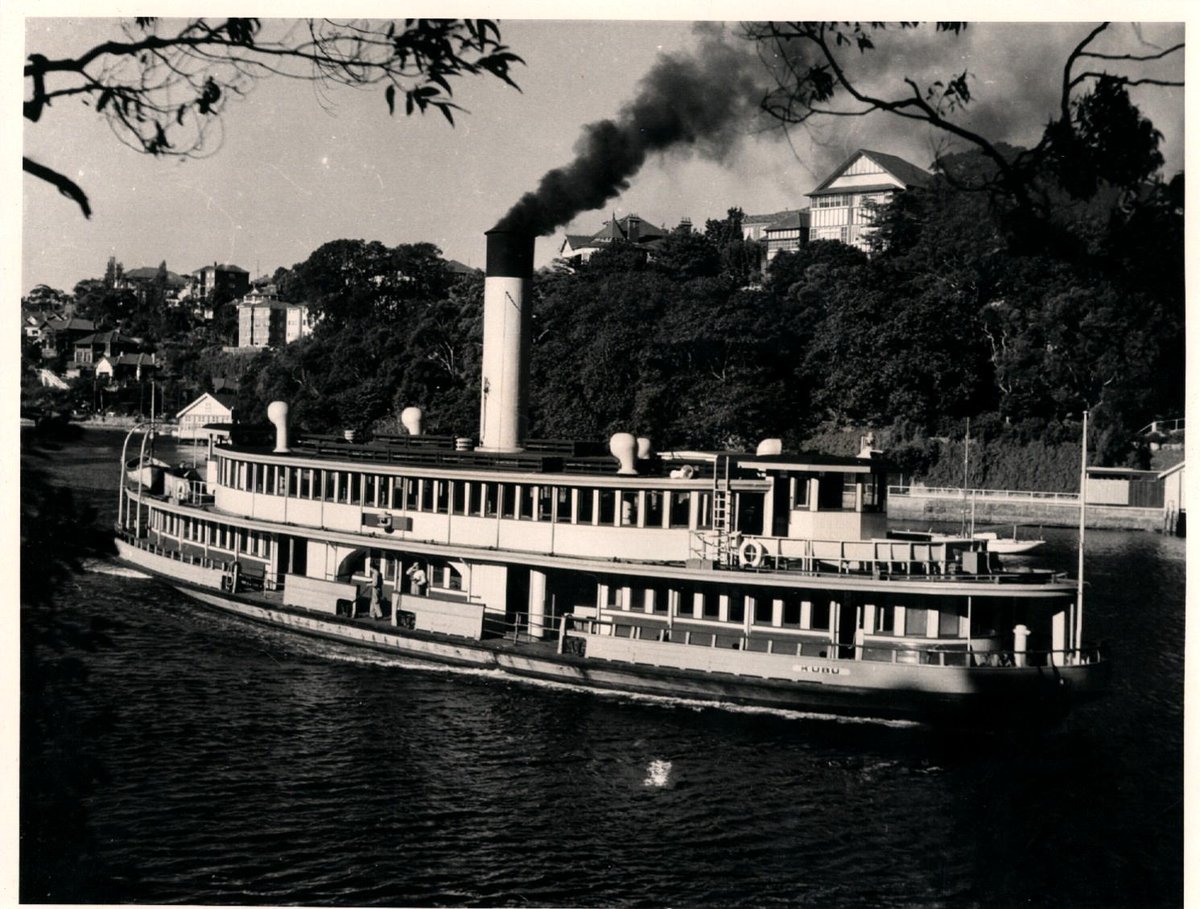 Sydney Ferry KUBU approaches Old Cremorne Wharf 1950s