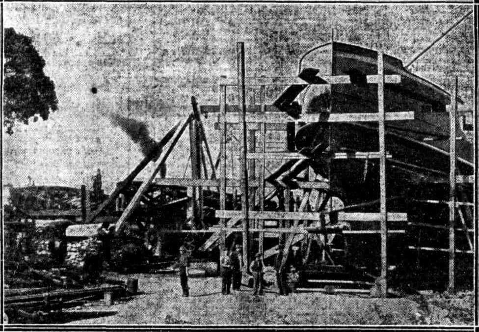 Sydney Ferries KIRAWA KANANGRA BALGOWLAH under construction Morts Dock May 1912