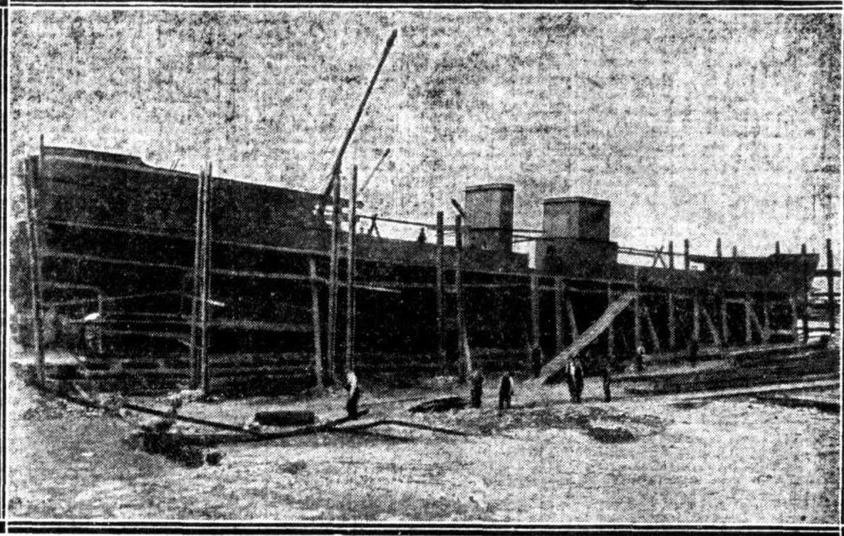 Sydney Ferry BALGOWLAH under construction at Morts Dock May 1912