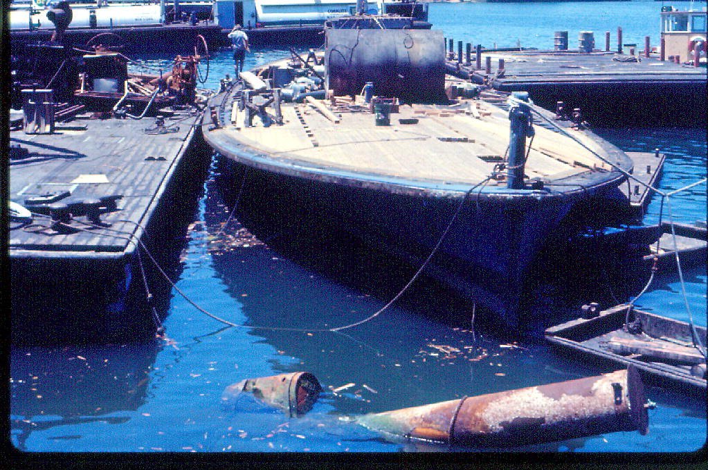 Sydney Ferry LADY SCOTT January 1973 hull being redecked following fire