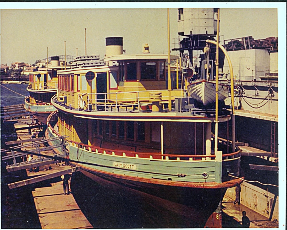 Sydney Ferry LADY SCOTT and LADY FERGUSON in floating dock 1960s