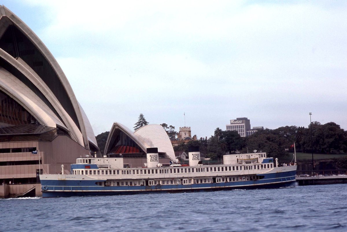 Sydney Ferry NORTH HEAD en route to Circular Quay passing Sydney Opera House at Sydney Cove (1975)