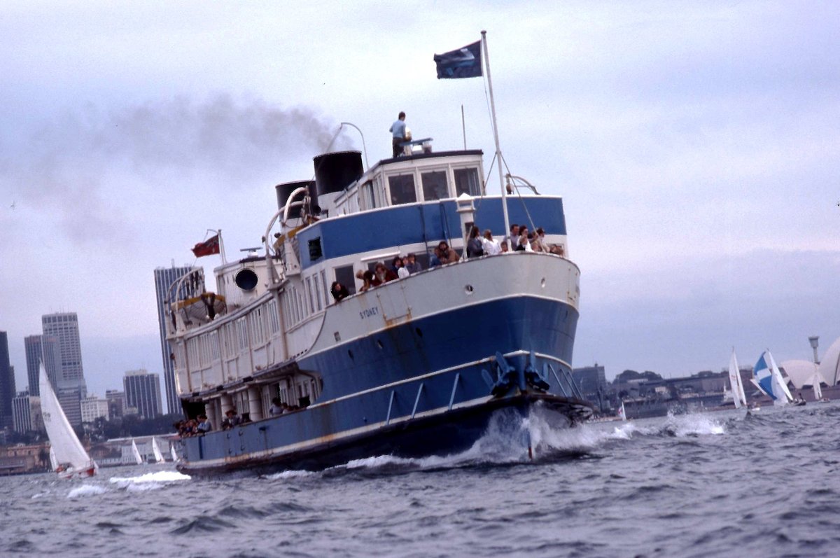 Sydney Ferry NORTH HEAD en route to Manly on Sydney Harbour off Cremorne 3 August 1975