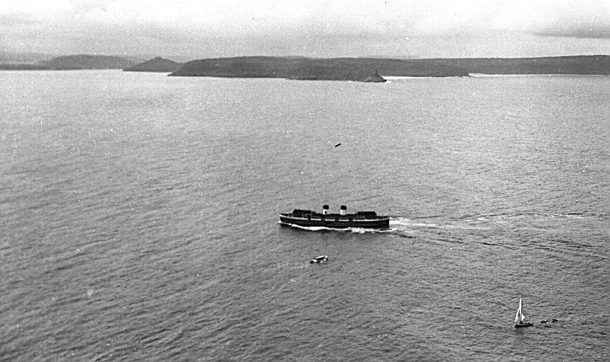 Sydney Ferry SOUTH STEYNE entering Broken Bay viewed from Barrenjoey Headland 1960s