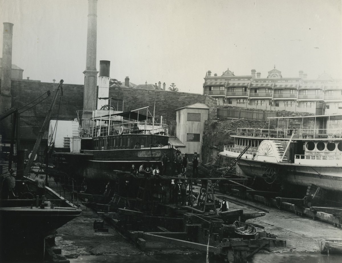 Sydney Ferries BRIGHTSIDE and MILLIE at Morts Dock c1900, Balmain (c. 1900)