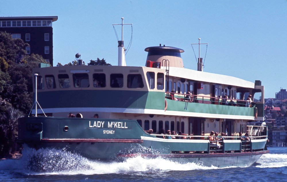 Sydney ferry LADY MCKELL Circular Quay bound passing Kirribilli Point 30 December 1970