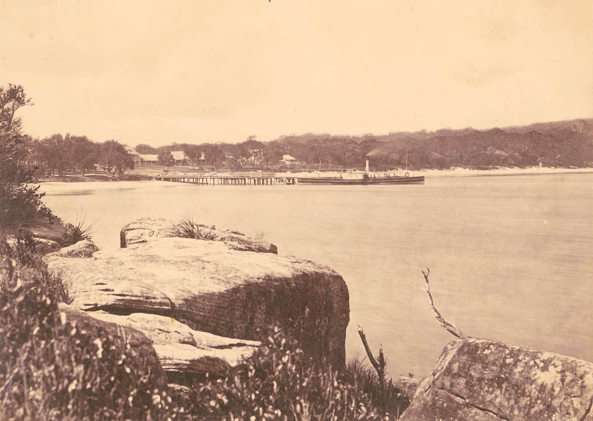 Sydney paddle steamer Ferry PHANTOM at Manly Wharf ca 1870s