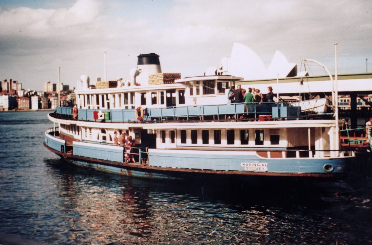 Sydney Ferry KARINGAL at Circular Quay in Public Transport Commission colours 1974