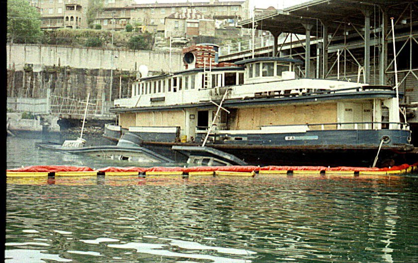 Sydney Ferries KAMERUKA and KARRABEE laid up in Pyrmont circa 1986 (c. 1986)
