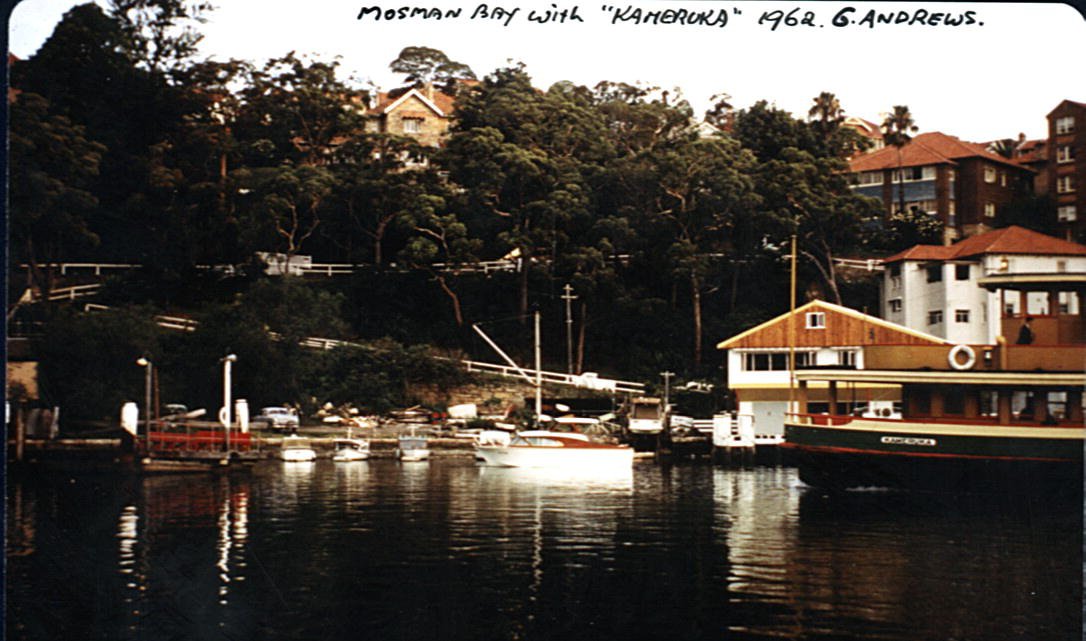 Sydney Ferry KAMERUKA approaching Mosman Bay Wharf 1962