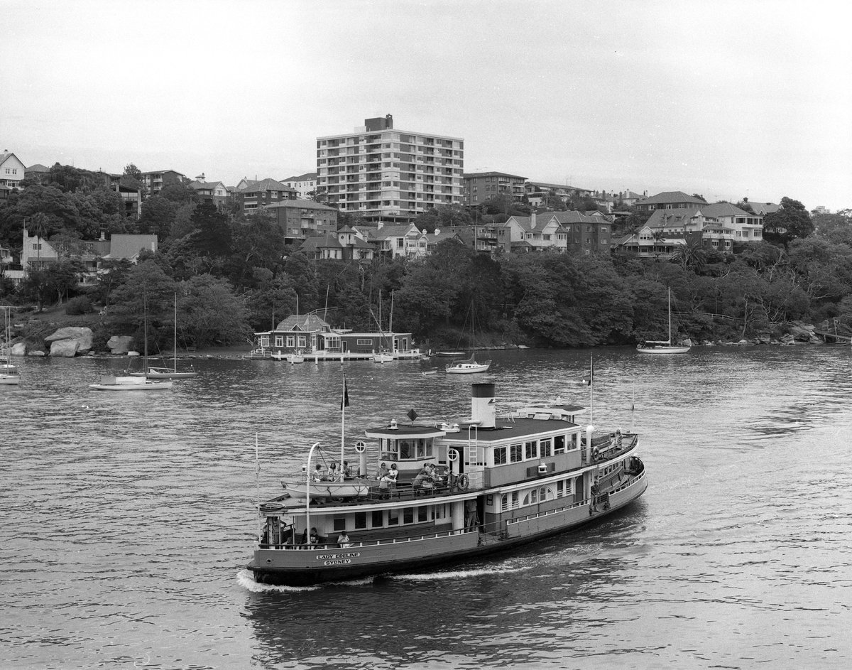 Sydney ferry LADY EDELINE in Mosman Bay near Musgrave St Wharf Mosman 27 January 1978