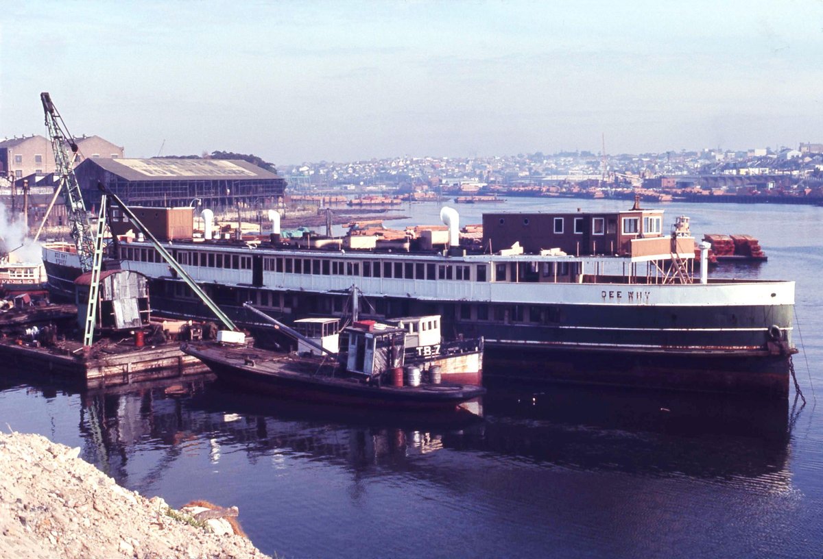 Sydney ferry DEE WHY being broken up in Stride's yard on Black Wattle Bay at Glebe Point 1970s