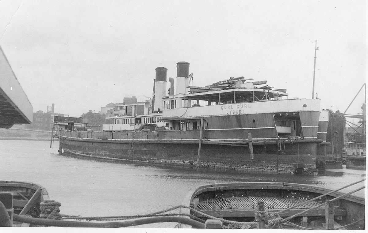 Sydney ferries CURL CURL and DEE WHY laid up at Strides ship breakers 1969, Manly