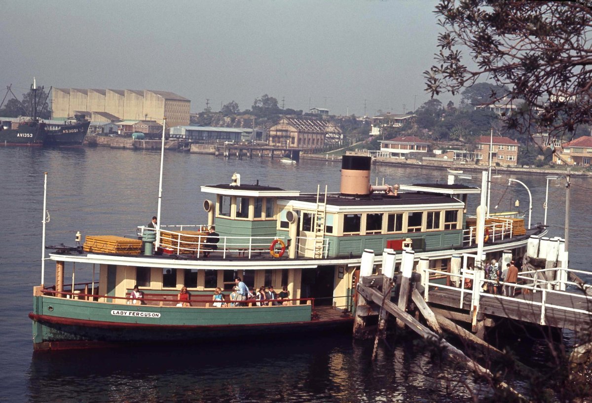 Sydney ferry LADY FERGUSON at Valentia St Wharf Woolwich 6 October 1970