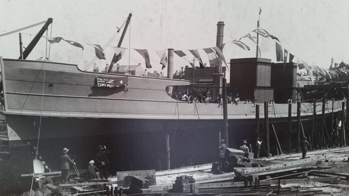 Sydney ferry BARAGOOLA ready for launch 14 February 1922, Balmain