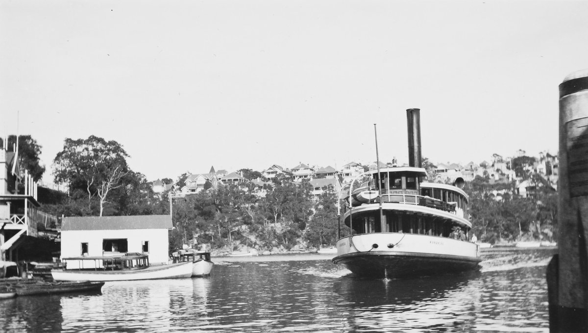 Sydney ferry KANANGRA approaches Mosman Bay Wharf early 20th century (1912–32)