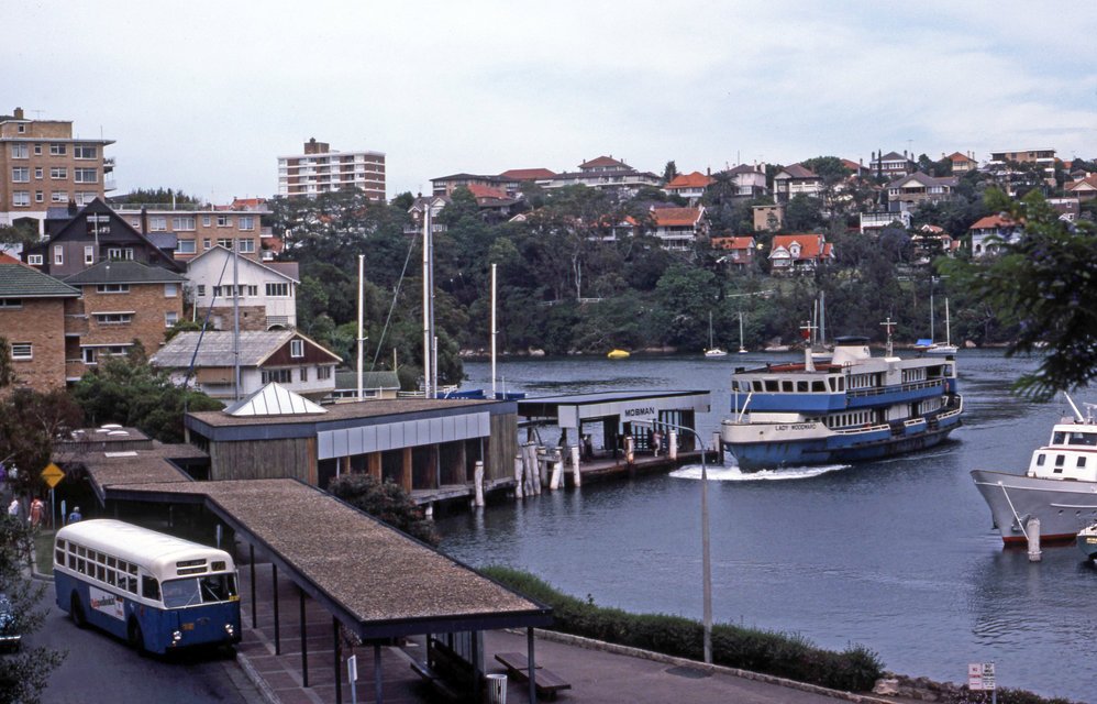 Sydney ferry LADY WOODWARD arriving at Mosman Bay wharf January 1980