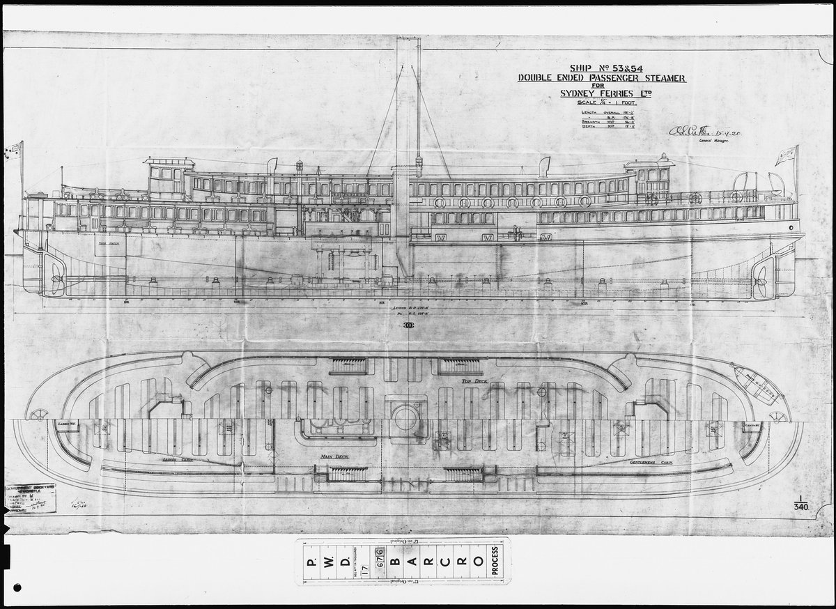 Sydney ferries KOOMPARTOO and KUTTABUL general arrangement 1922