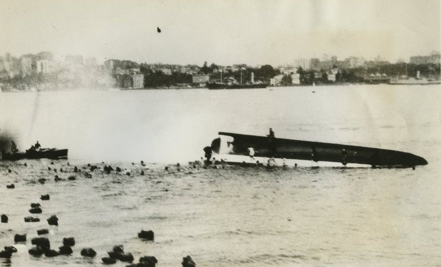 Sydney ferry RODNEY capsized and about to sink 12 February 1938